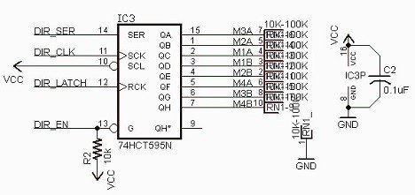 74hct595n shift register in arduino motor shield