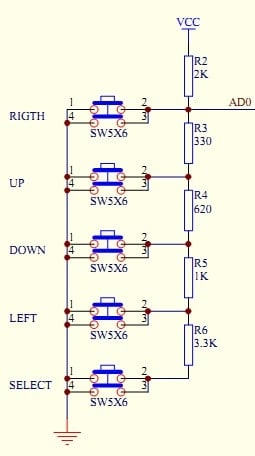 five buttons to single ADC pin