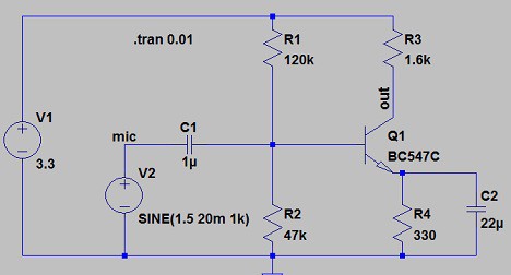 Electret condenser microphone amplifier for use in microcontroller ...