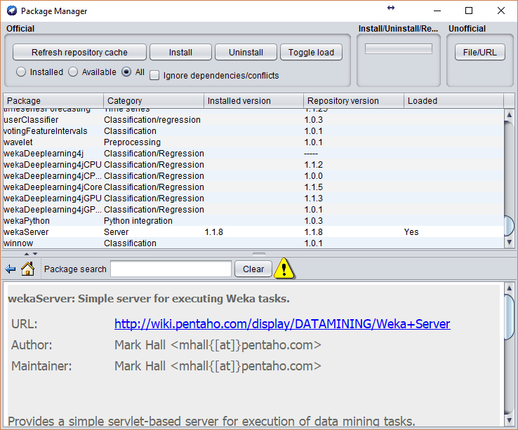 install weka packagfes