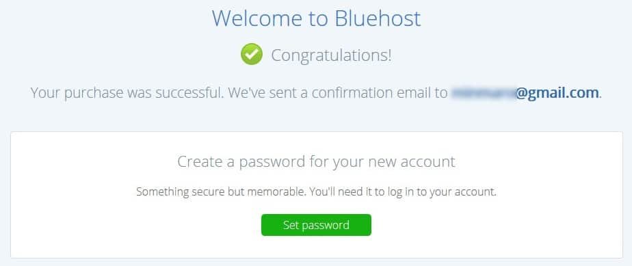 bluehost payment confirmation