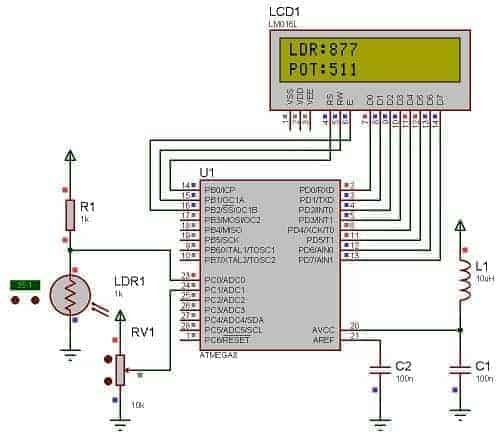 AVR ADC example on LCD