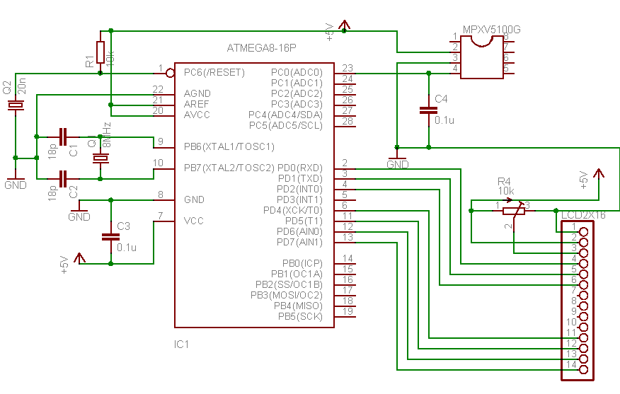 MPX5100 series piezoresistive transducer to AVR atmega8