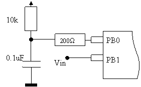 RC circuit t oavr comparator