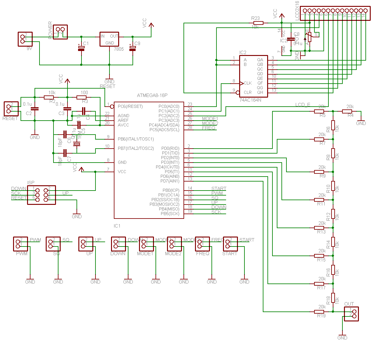 AVR controlled signal generator schematic