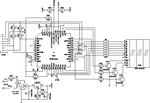 CPLD three 7 segments LED displays