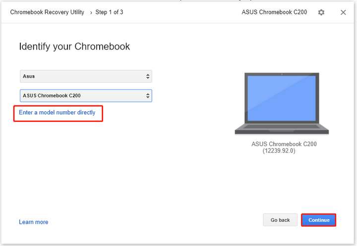 type the model number of your broken Chromebook or select the model number