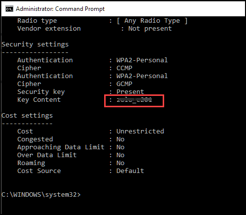 view wifi password in command prompt