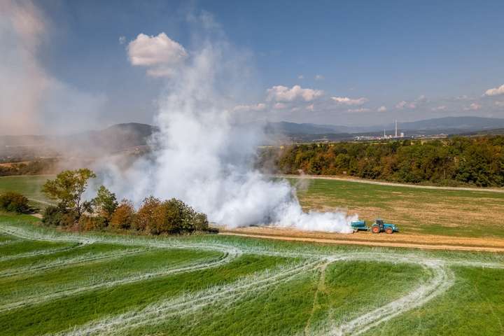 tractor working in the fields