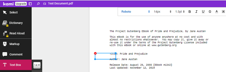 chrome kami pdf add text box