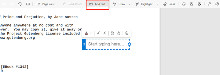 text box in Microsoft edge