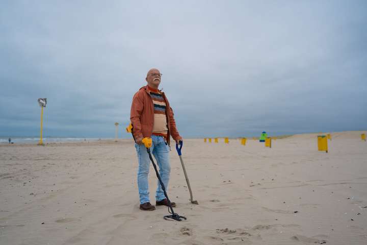 man with metal detector
