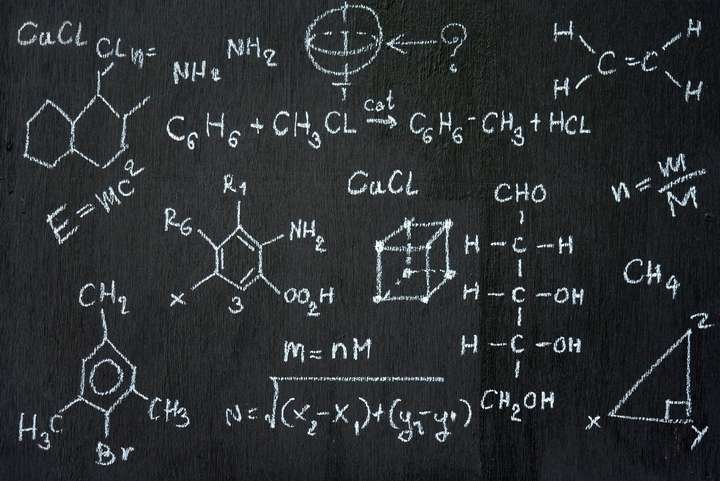 various formulas on blackboard