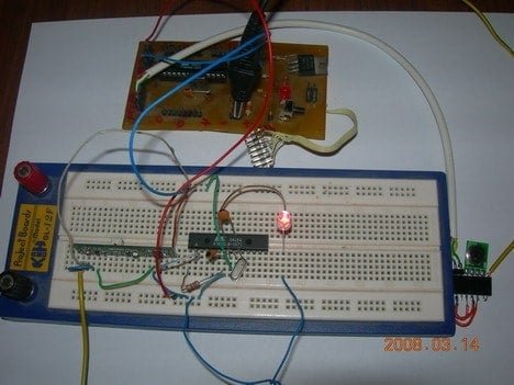 TX433 and RX433 modules to AVR test rig