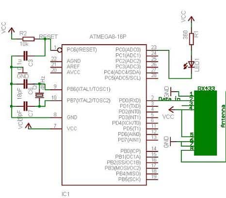 RX433 module interfaced to AVR