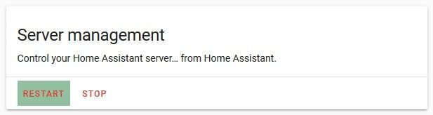 Restart home assistant server