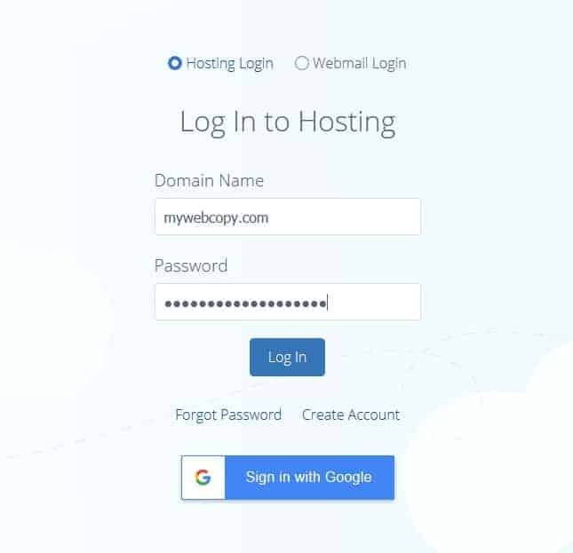 Login to bluehost account