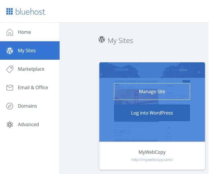 Manage Bluehost sites