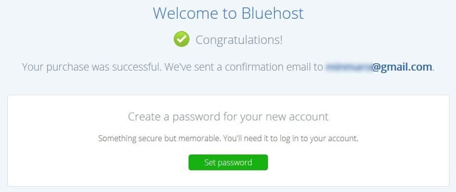 bluehost payment confirmation