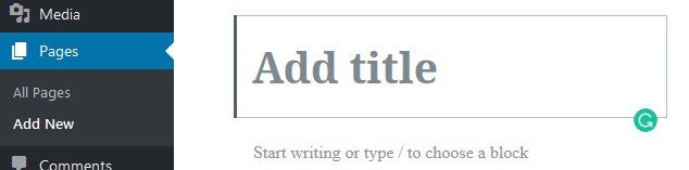 Wordpress add page title